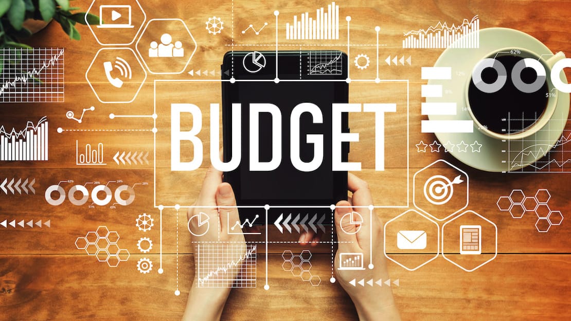 Illustration of the word budget on top of an iPad