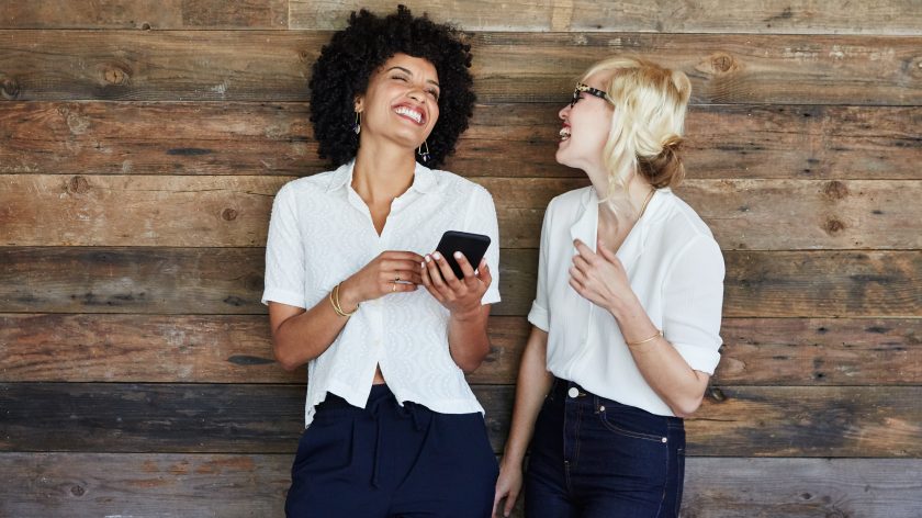 zelle woman laughing on phone