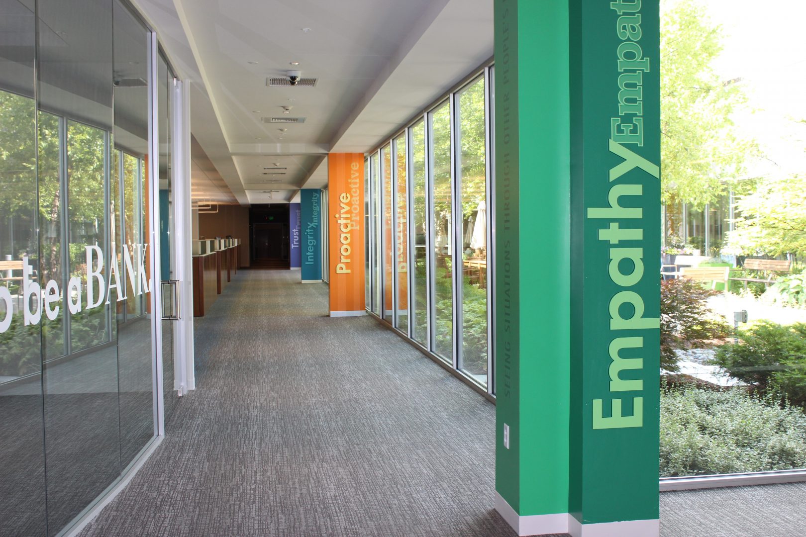 a hallway at the Kennebunk Savings Operations Center