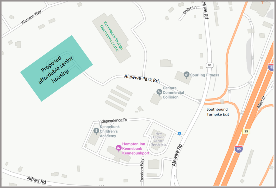 Map of loaction for proposed housing units for seniors